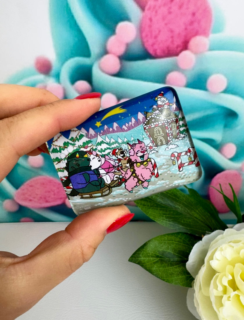 Diamond Painting Cover Minder Pummeleinhorn "Sterne, Schnee & Zuckerstangen" (CM)