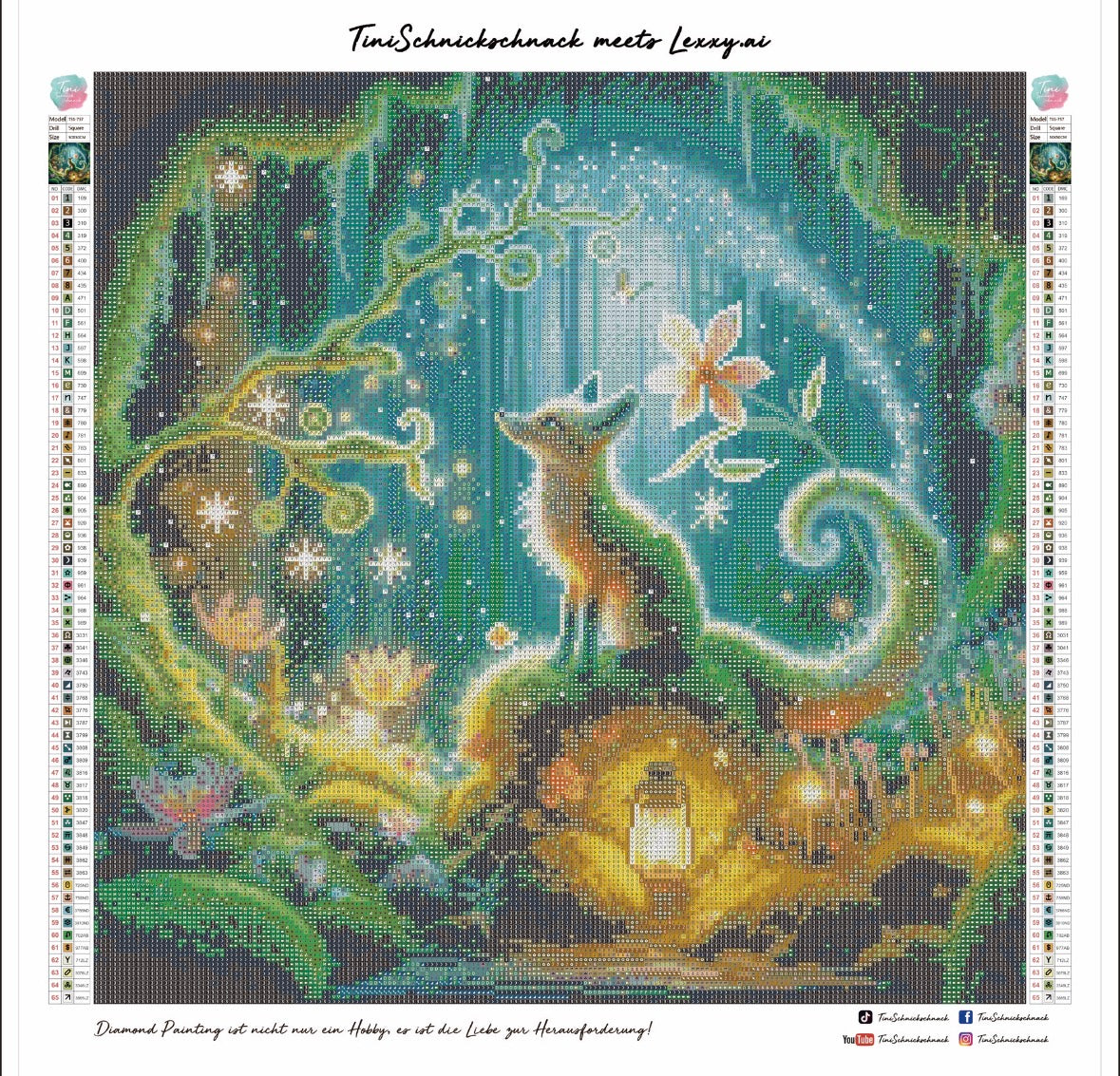 Diamond Painting Bild "Fuchs im Mooswald" von AI-Artist Lexxy.ai 50x50cm (inkl. Feenstaub) TSS-756