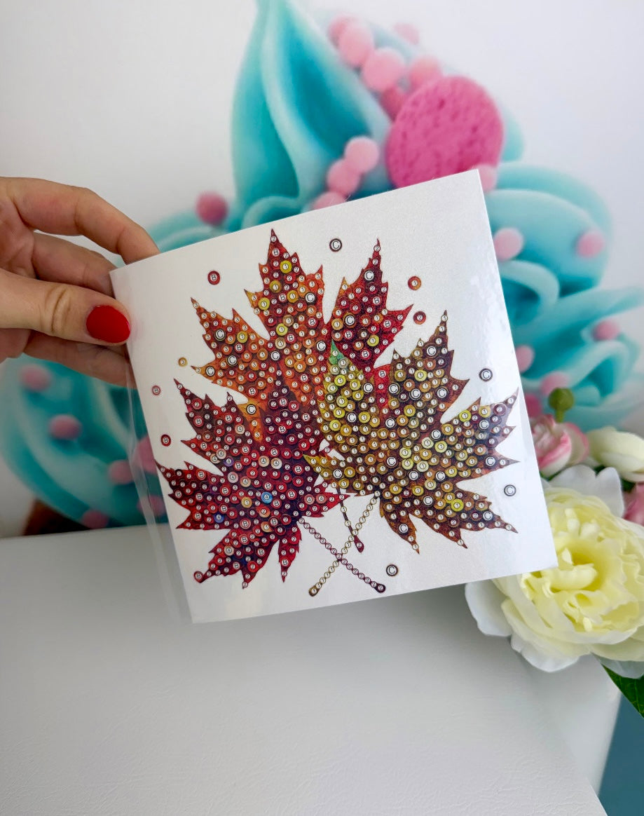 Diamond Painting "Herbstblatt" Grußkarten 6er Set (K57)