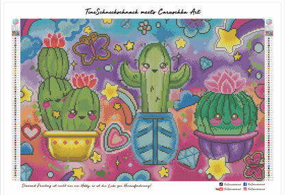 Diamond Painting Künstlerbild Kawaii "Kaktus" von °Caruschka Art° 40x60