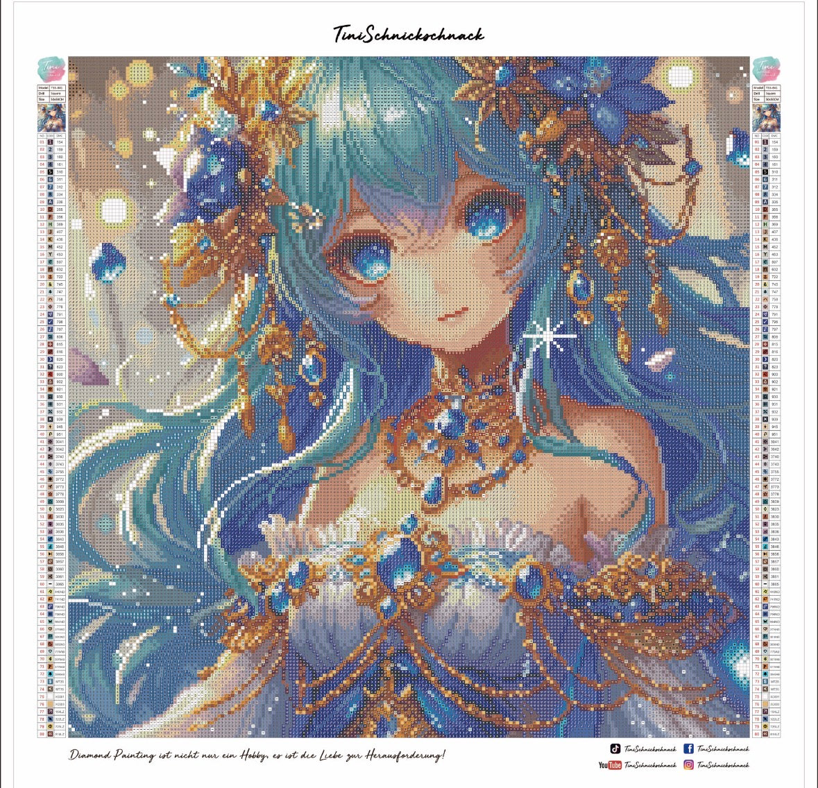 Diamond Painting Bild "Mizuki Blue" von TiniSchnickschnack 50x50cm (Sondersteine Special) TSS-841