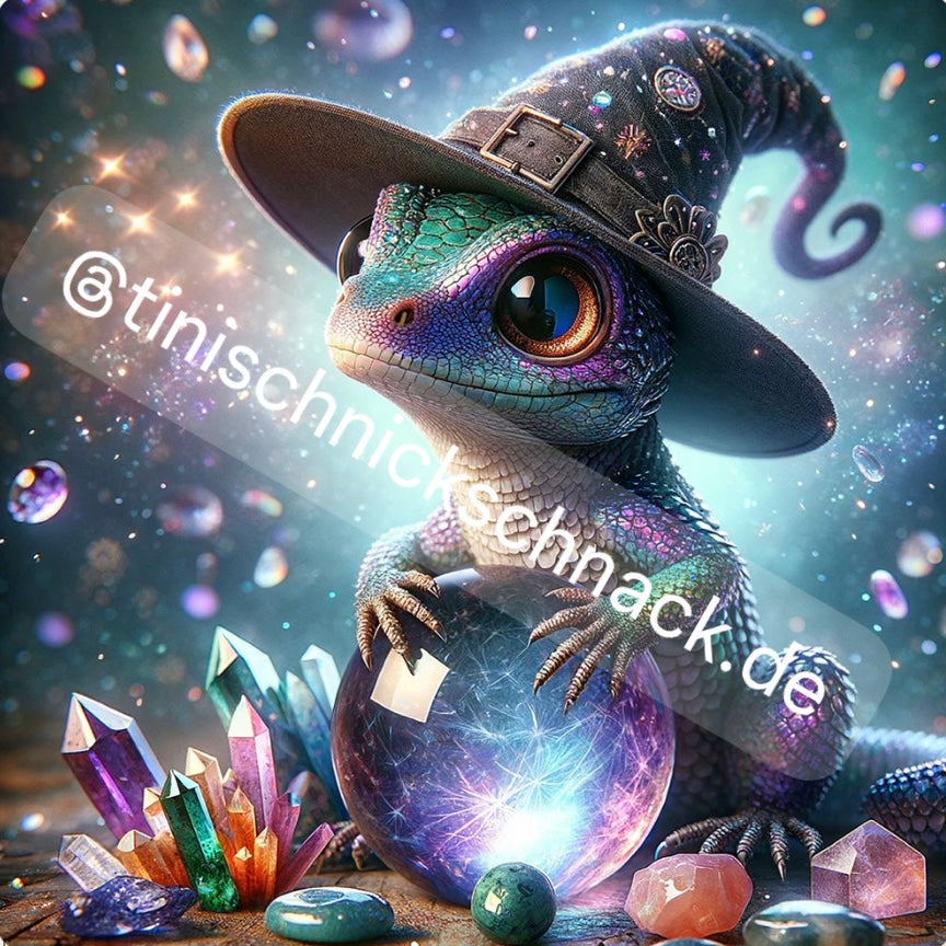 Diamond Painting Bild Eidechse „Slinky" von AI-Artist Sandrietta.ai 50x50cm (inkl. Fairy Dust) TSS-550