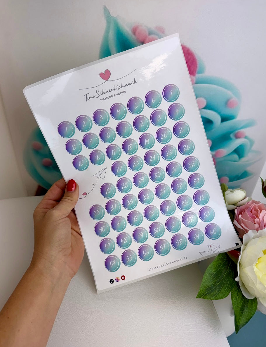 Diamond Painting "Zahlensticker" 1 Stickerbogen (für runde Dosen) NEU (lila)