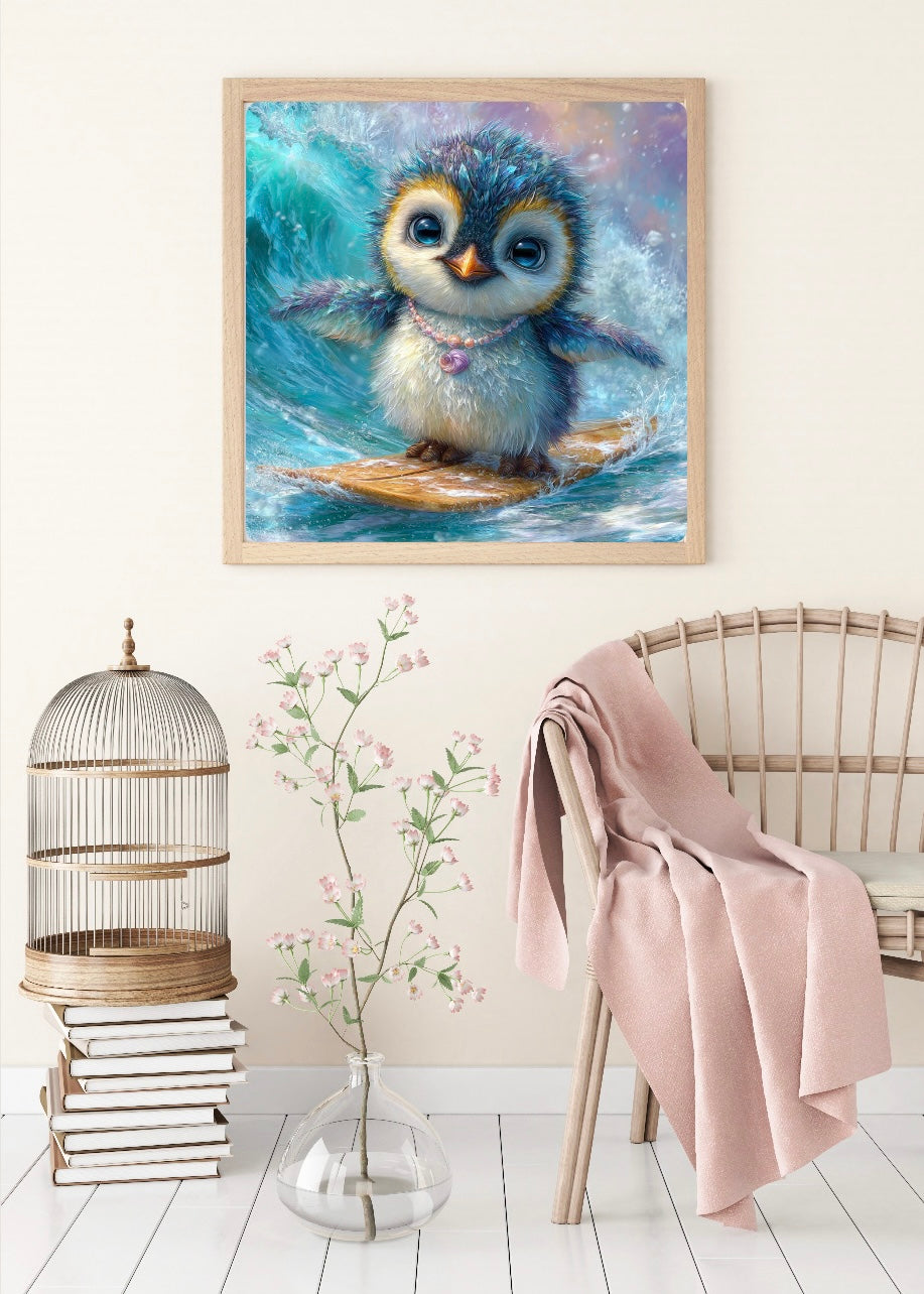 Diamond Painting Bild Pinguin „Tiki" von AI-Artist Sandrietta.ai 40x40cm (inkl. Metallic) TSS-782