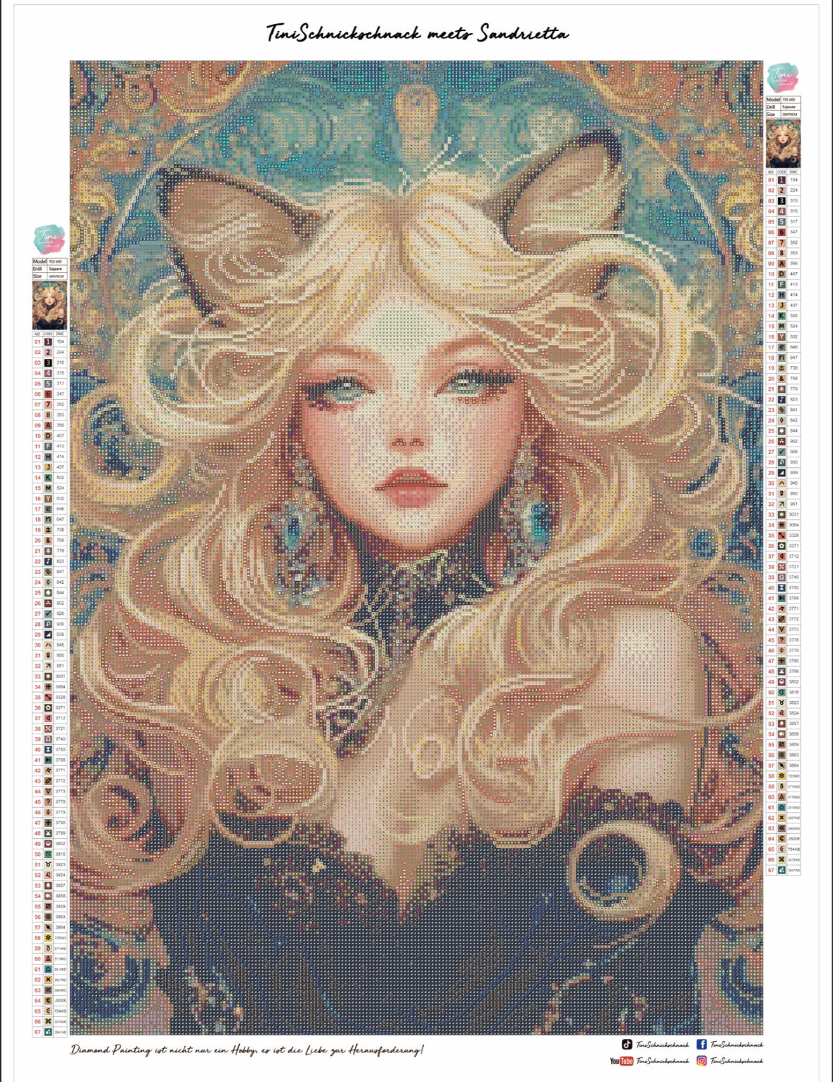 Diamond Painting Bild "Lady-Catherine" von AI-Artist Sandrietta_ai (inkl. Feenstaub) 50x70cm TSS-669