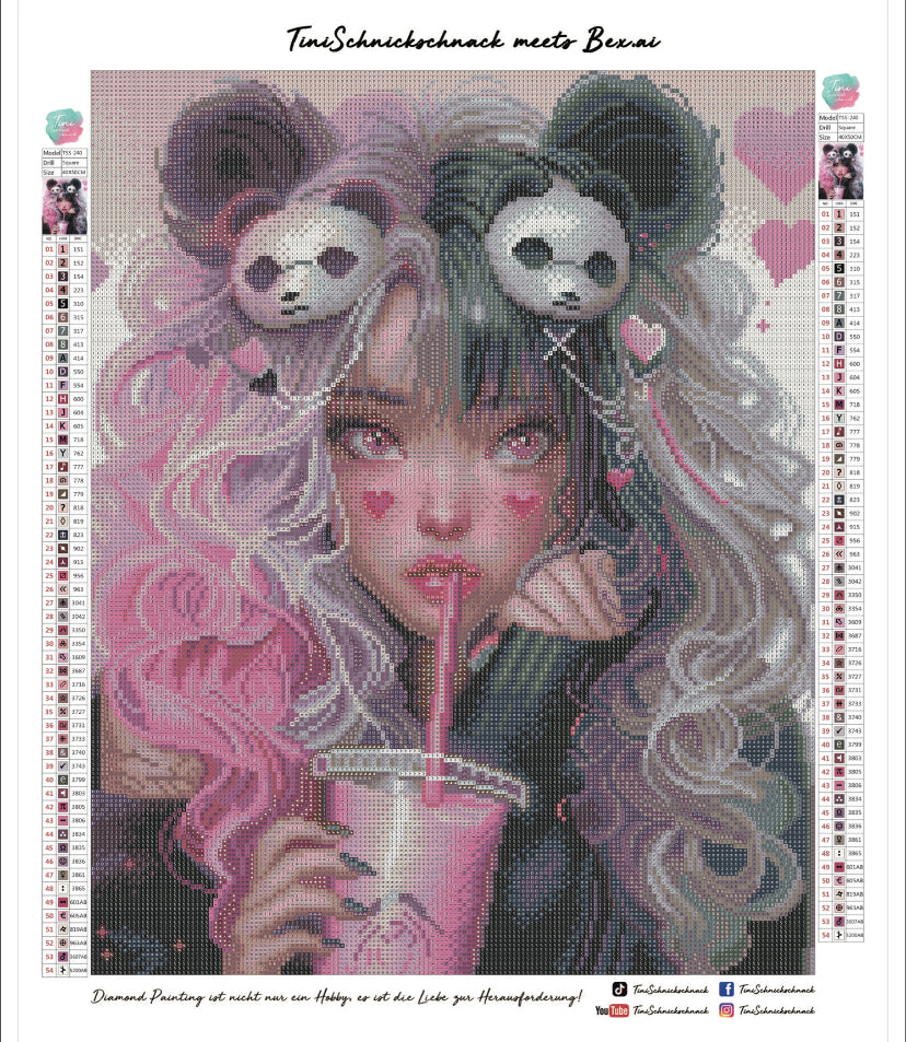 Diamond Painting Bild Bubble-Tea Girl "Pixi" von AI-Artist Bex.ai 40x50cm (inkl. AB)