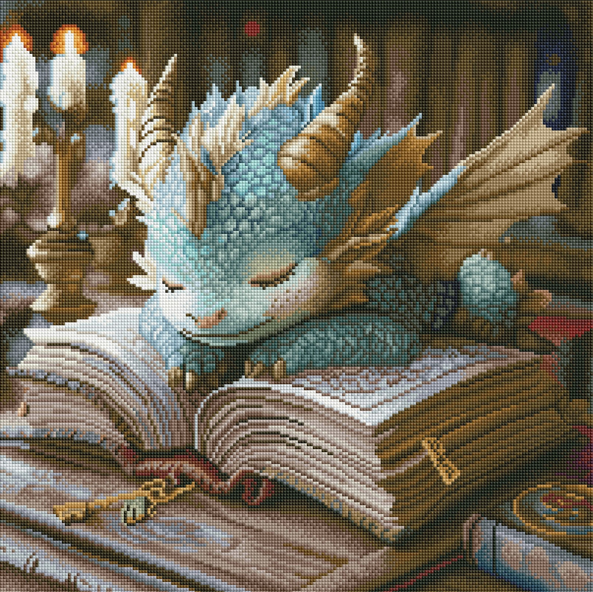 Diamond Painting TiniSchnickschnack Bild "Bücherdrache Thalor" 50x50cm TSS-703