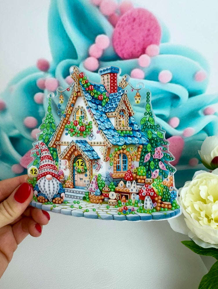Diamond Painting Anhänger "Kleines Zwergenhaus" 15x14cm (AH014)