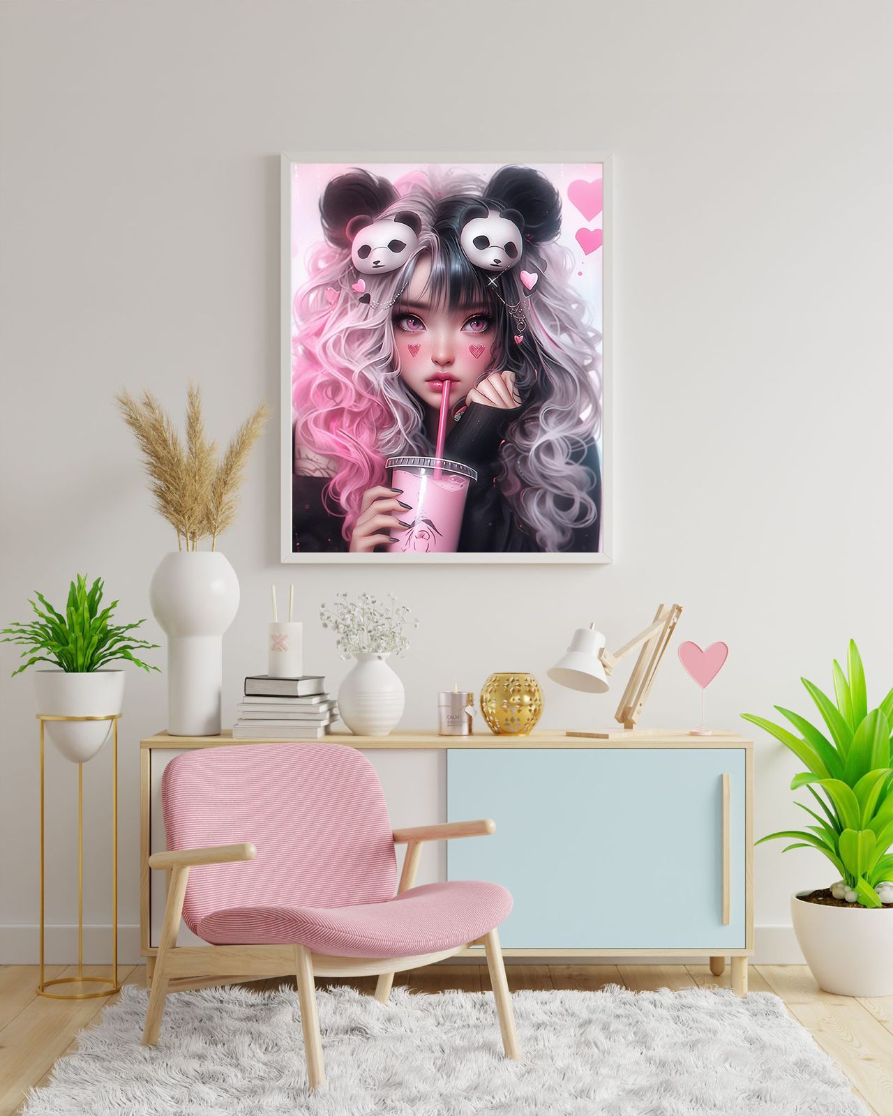 Diamond Painting Bild Bubble-Tea Girl "Pixi" von AI-Artist Bex.ai 40x50cm (inkl. AB)