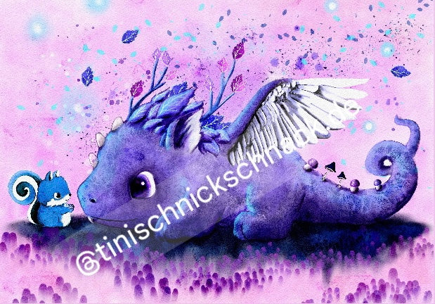 Diamond Painting Künstlerbild Drache "Levita Lilly" von TinyTami 40x60cm (lila)