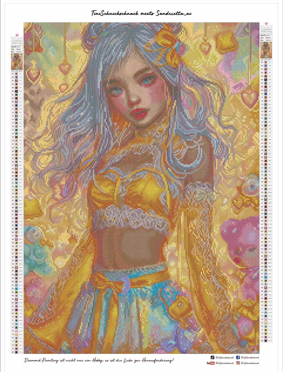 Diamond Painting Bild "Mrs. Cleo Candy" von AI-Artist Sandrietta_ai (Sondersteine Special) 50x70cm TSS-877