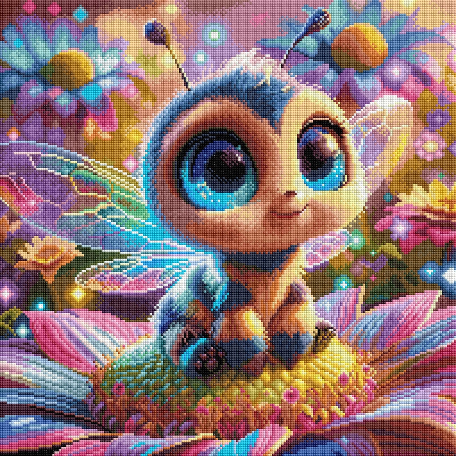 Diamond Painting Bild "Bienchen Honey" von AI-Artist Lexxy.ai 50x50cm (inkl. Feenstaub) TSS-730