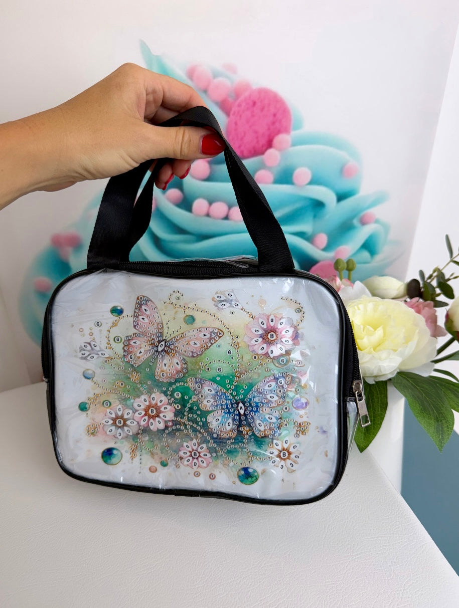 Diamond Painting Tasche / Kosmetik-Bag "Schmetterlinge" 23x17cm (B009)