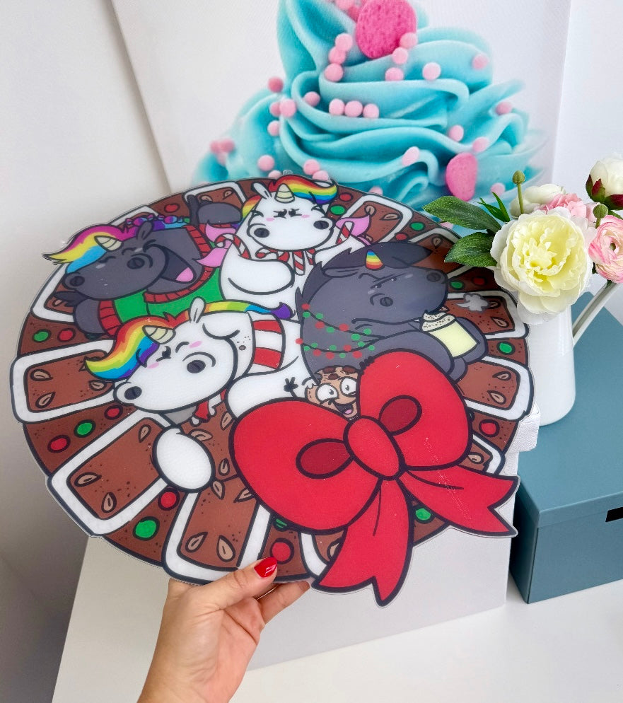 Diamond Painting Pummeleinhorn Winter XXL Kranz / Anhänger "Lebkuchen Snack" 50x53cm