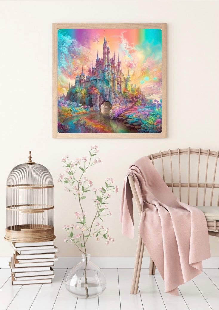 Diamond Painting Bild "Traumschloss" von AI-Artist Sandrietta_ai 50x50cm (eckige Steine)