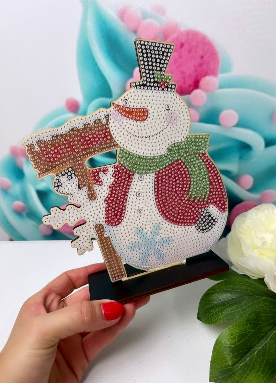 Diamond Painting Holz Aufsteller "Happy Snowman" (A112)