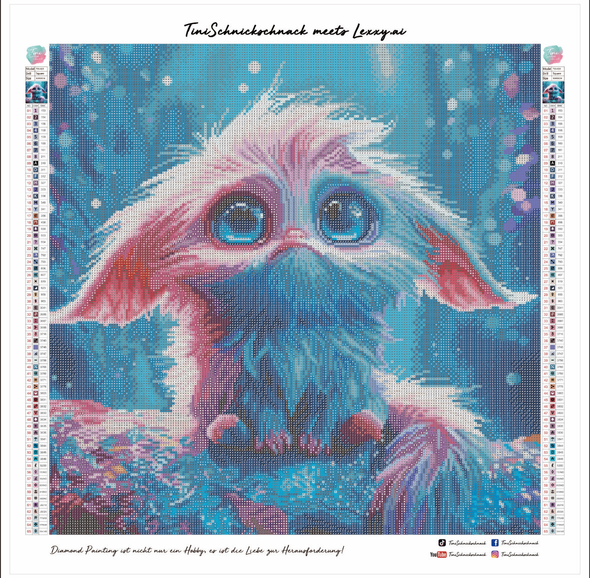 Diamond Painting Bild Wuschelmonster "Trauriger Zuzu" von AI-Artist Lexxy.ai 50x50cm (inkl. Feenstaub) TSS-619