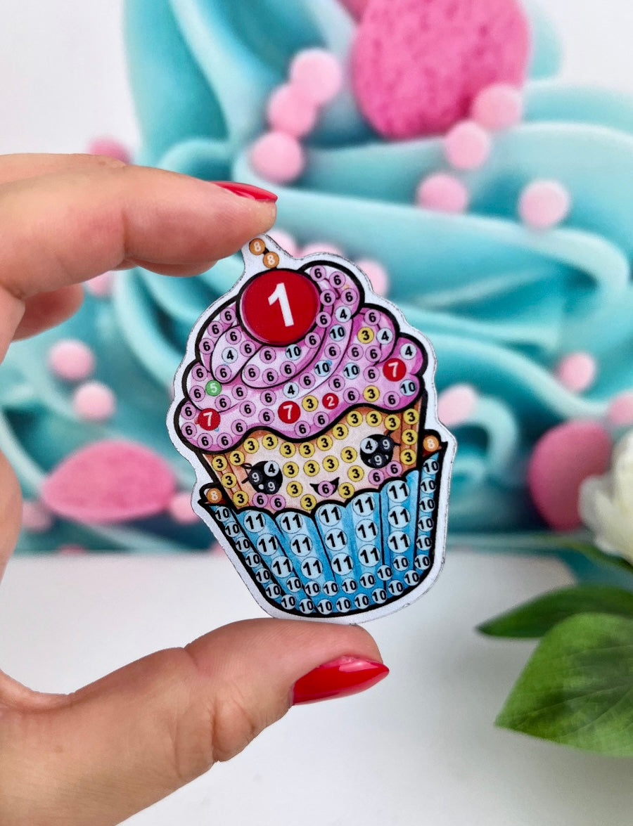 Diamond Painting Magnete "Cupcakes" 6Stk