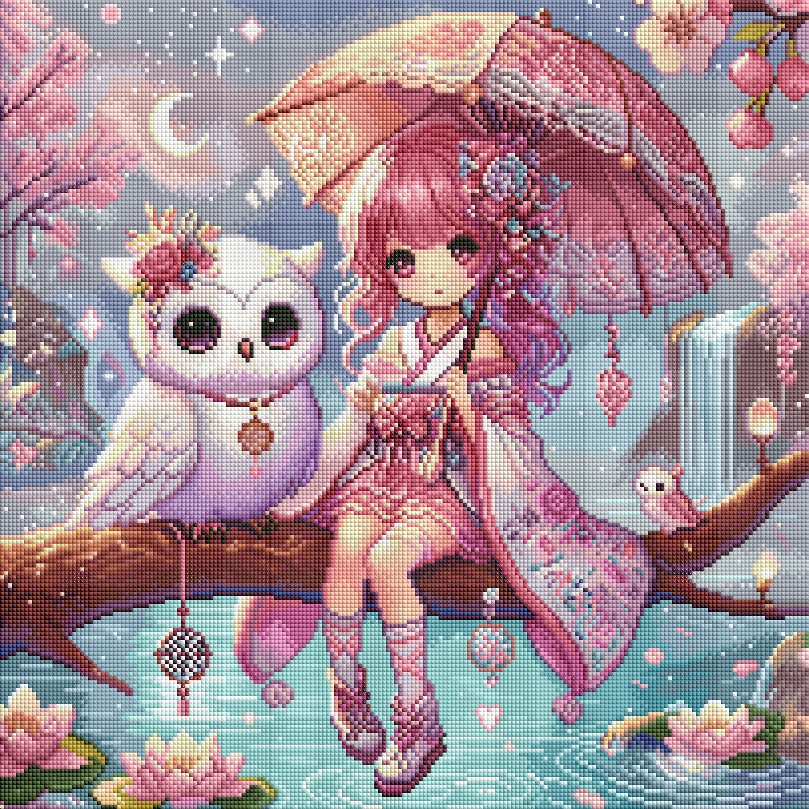 Diamond Painting Bild "Akari und ihre Begleiter"von TiniSchnickschnack 50x50cm (Sondersteine Special) TSS-845