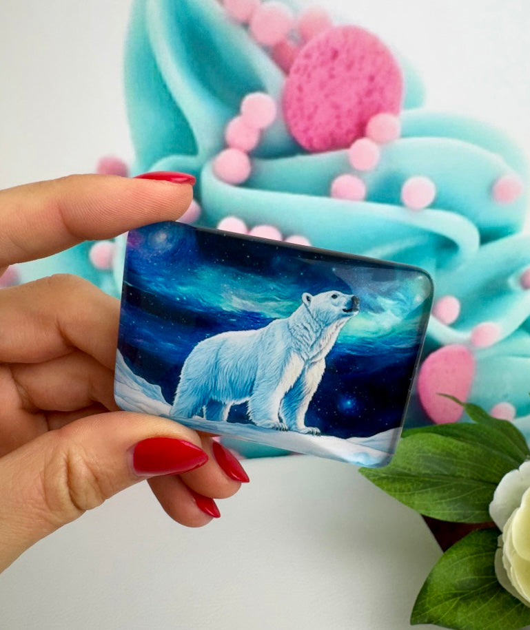 Diamond Painting Cover Minder "Eisbär im Polarlicht" (CM)