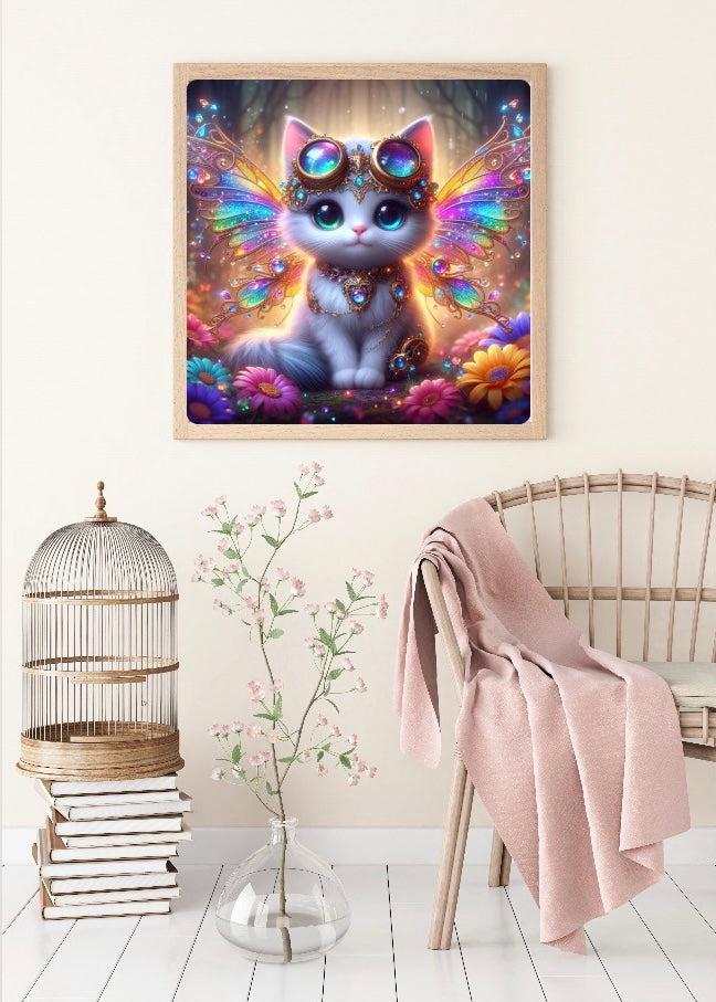 Diamond Painting Bild Katze "Lucy" von AI-Artist Lexxy.Ai 60x60cm (inkl. Fairy Dust)