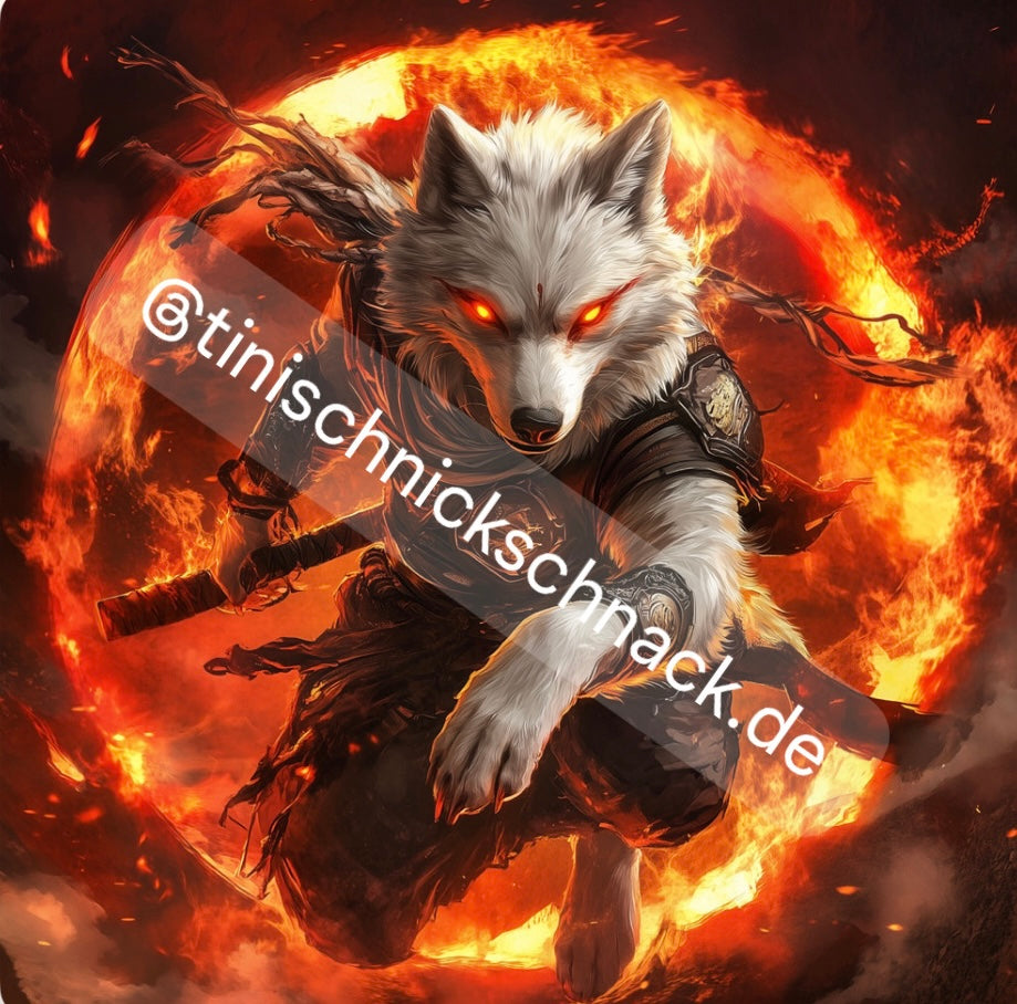Diamond Painting Bild Feuerwesen "Wolf-Glutara" von AI-Artist Sandrietta_ai  50x50cm TSS-576