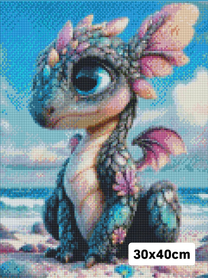 Diamond Painting Bild Drache "Spike"  -Feenstaub Steine-