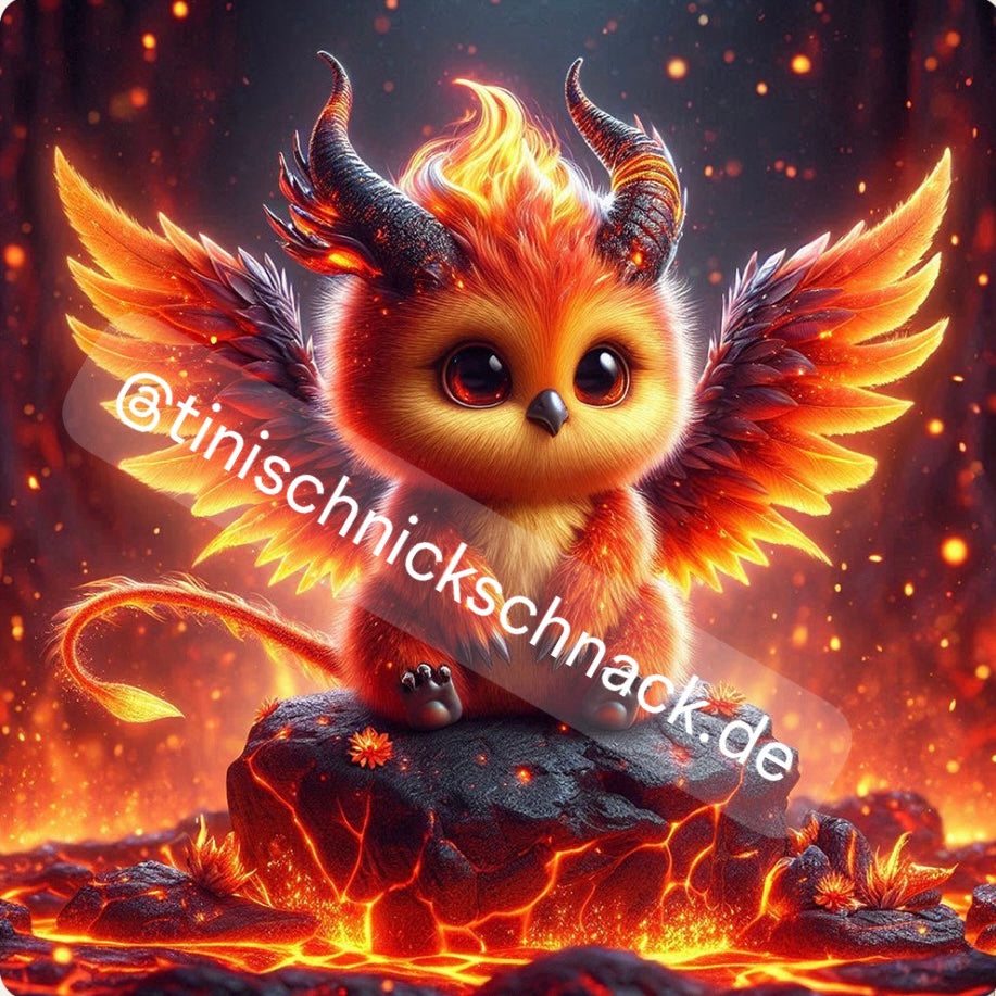 Diamond Painting Bild Feuerwesen "Vogel-Pyrelle" von AI-Artist Sandrietta_ai (Sondersteine Special) 50x50cm TSS-584