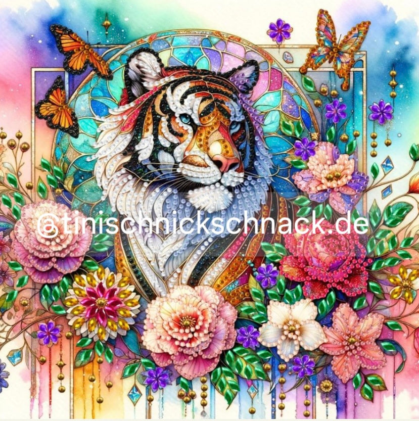 Diamond Painting Bild "Tiger" Teilbild 25x25cm (TB7)