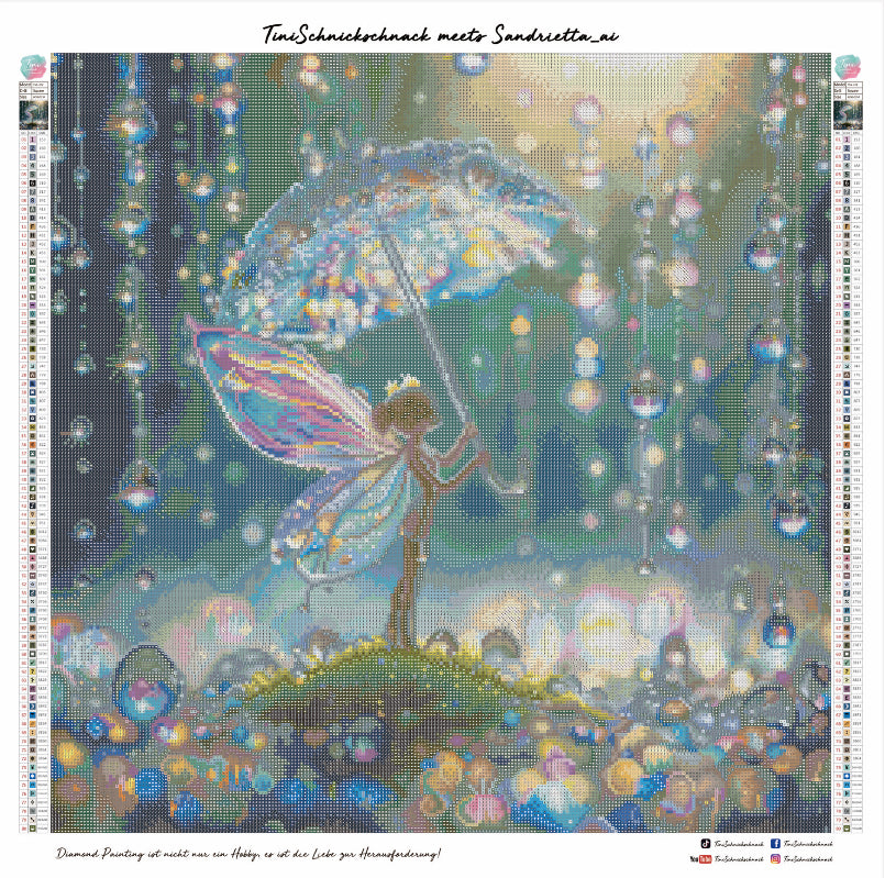 Diamond Painting Bild "Raindrops" von AI-Artist Sandrietta_ai 60x60cm (inkl. Fairy Dust) TSS-372