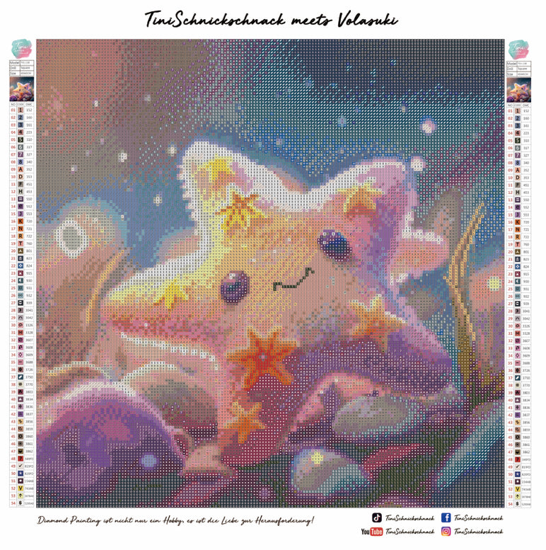 Diamond Painting Bild Seestern "Stella" von AI-Artist Volasuki (40x40cm) eckige Steine (inkl. Fairy Dust) TSS-138