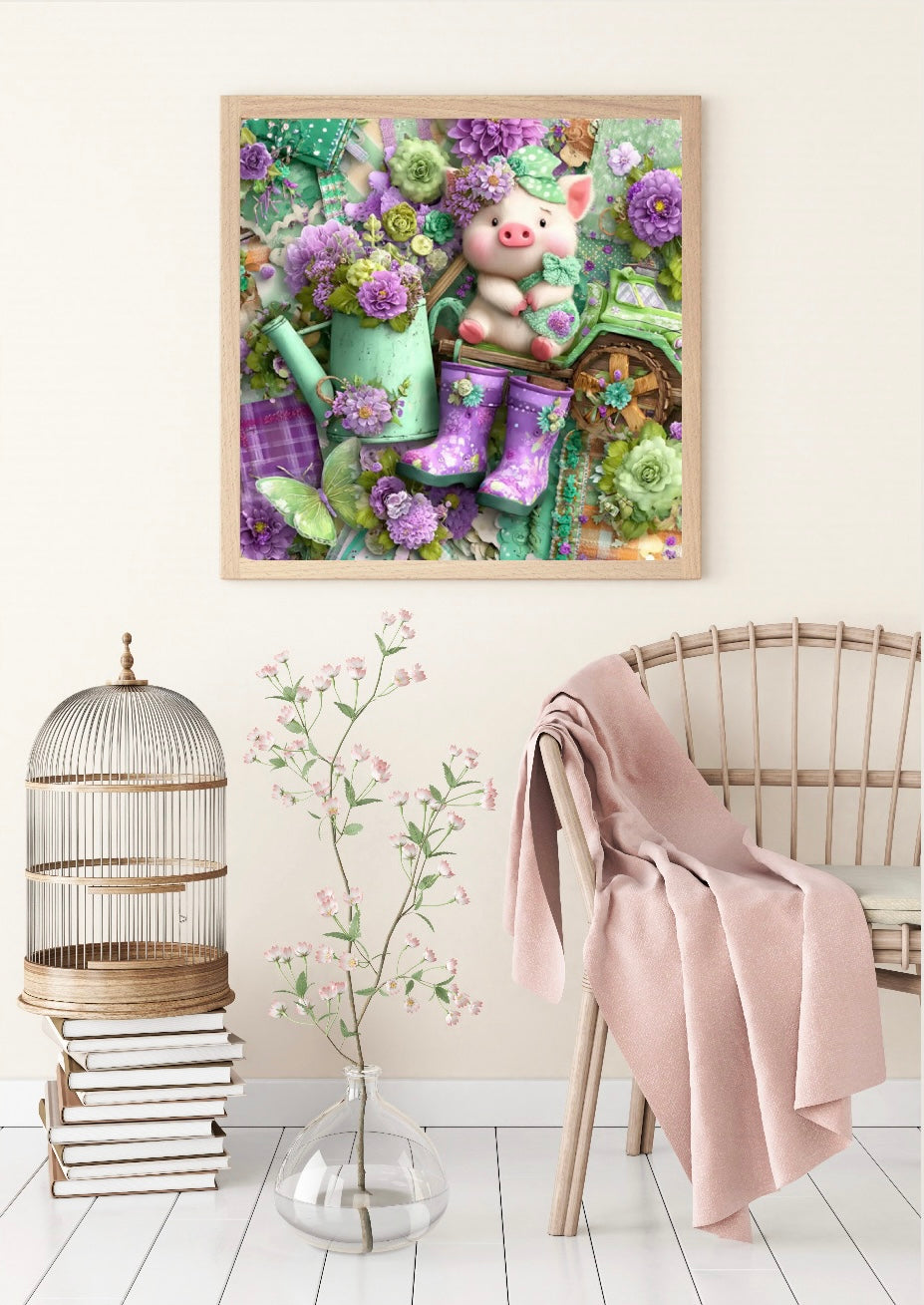 Diamond Painting Bild "Schweinchen Piet" von Lisa Morgan 50x50cm (Sondersteine-Special) TSS-891
