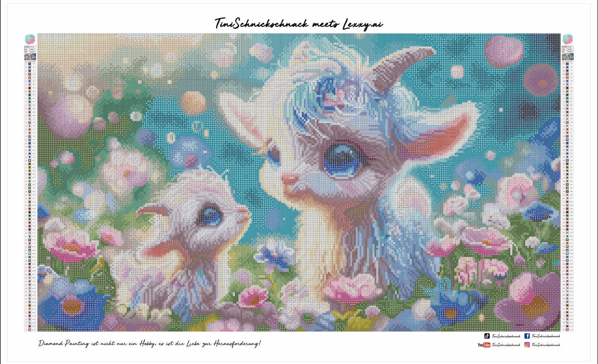 Diamond Painting Bild "Zicklein im Morgenlicht" von AI-Artist Lexxy.ai 40x70cm (inkl. Feenstaub) TSS-625