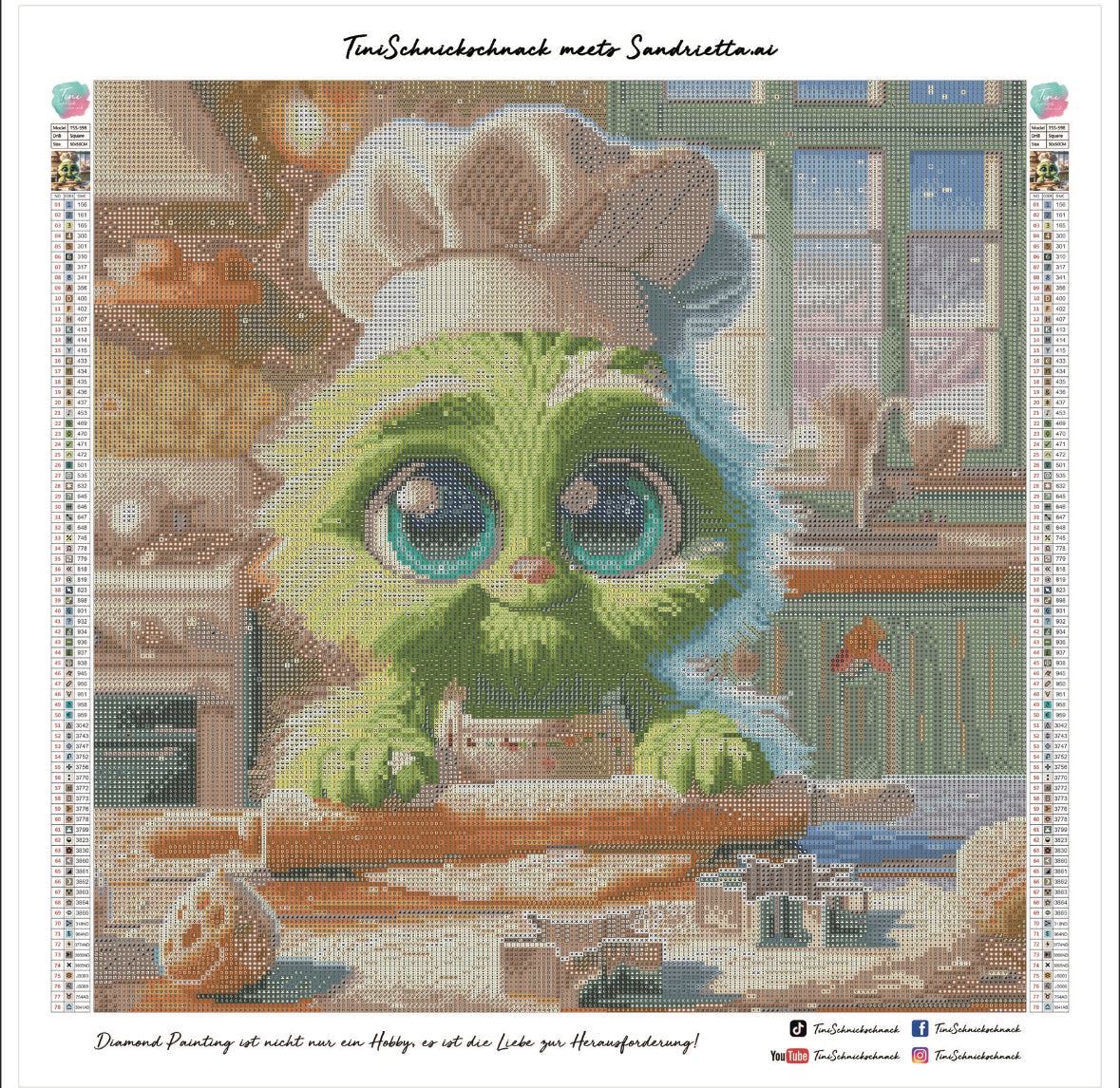 Diamond Painting Bild "Bommel Bäckermeister" von AI-Artist Sandrietta_ai (inkl. Feenstaub) 50x50cm TSS-598