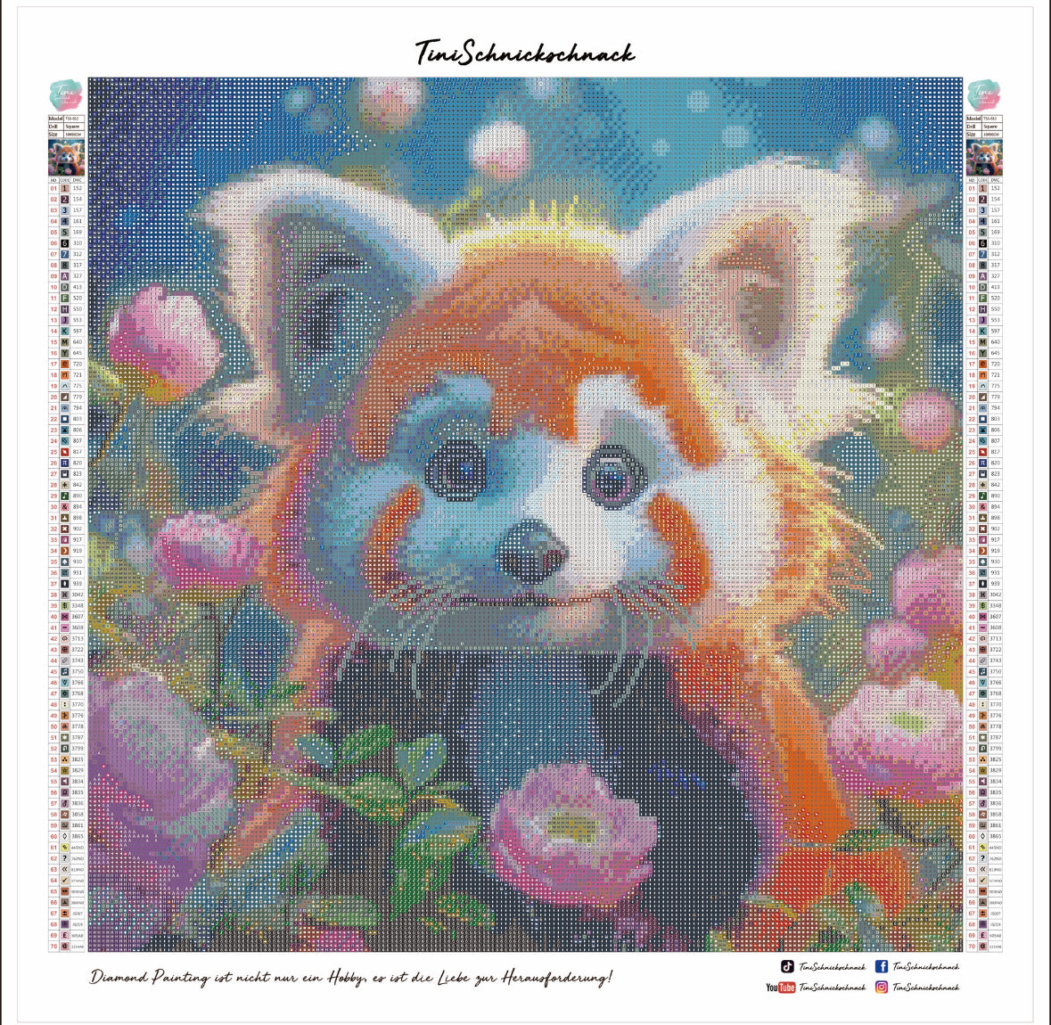 Diamond Painting Bild Roter Panda "Pico" von TiniSchnickschnack 50x50cm (inkl. Feenstaub) TSS-612