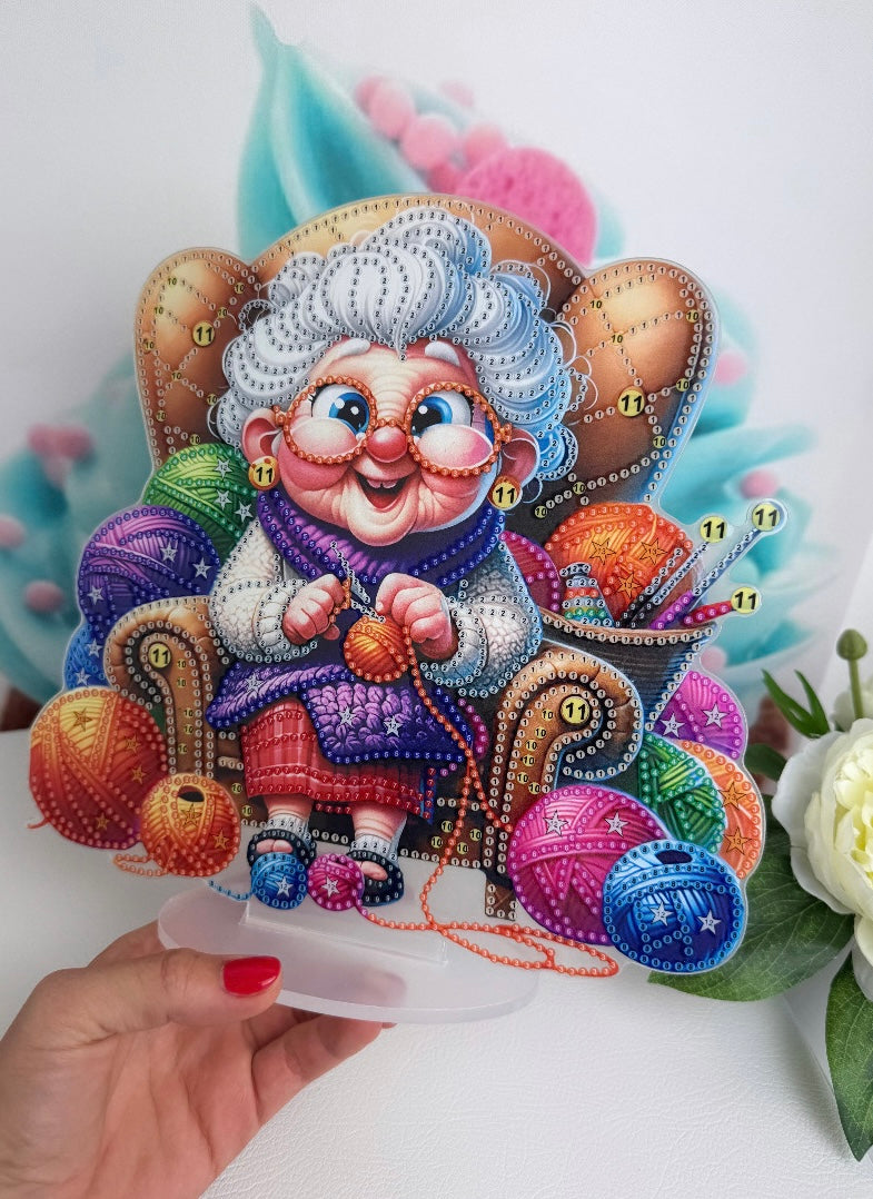 Diamond Painting Aufsteller Oma "Gundel" 23x25cm