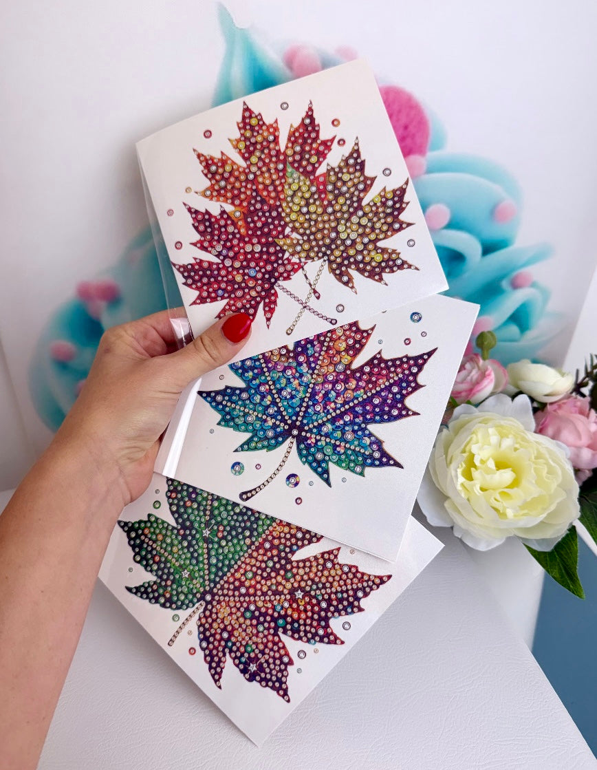 Diamond Painting "Herbstblatt" Grußkarten 6er Set (K57)