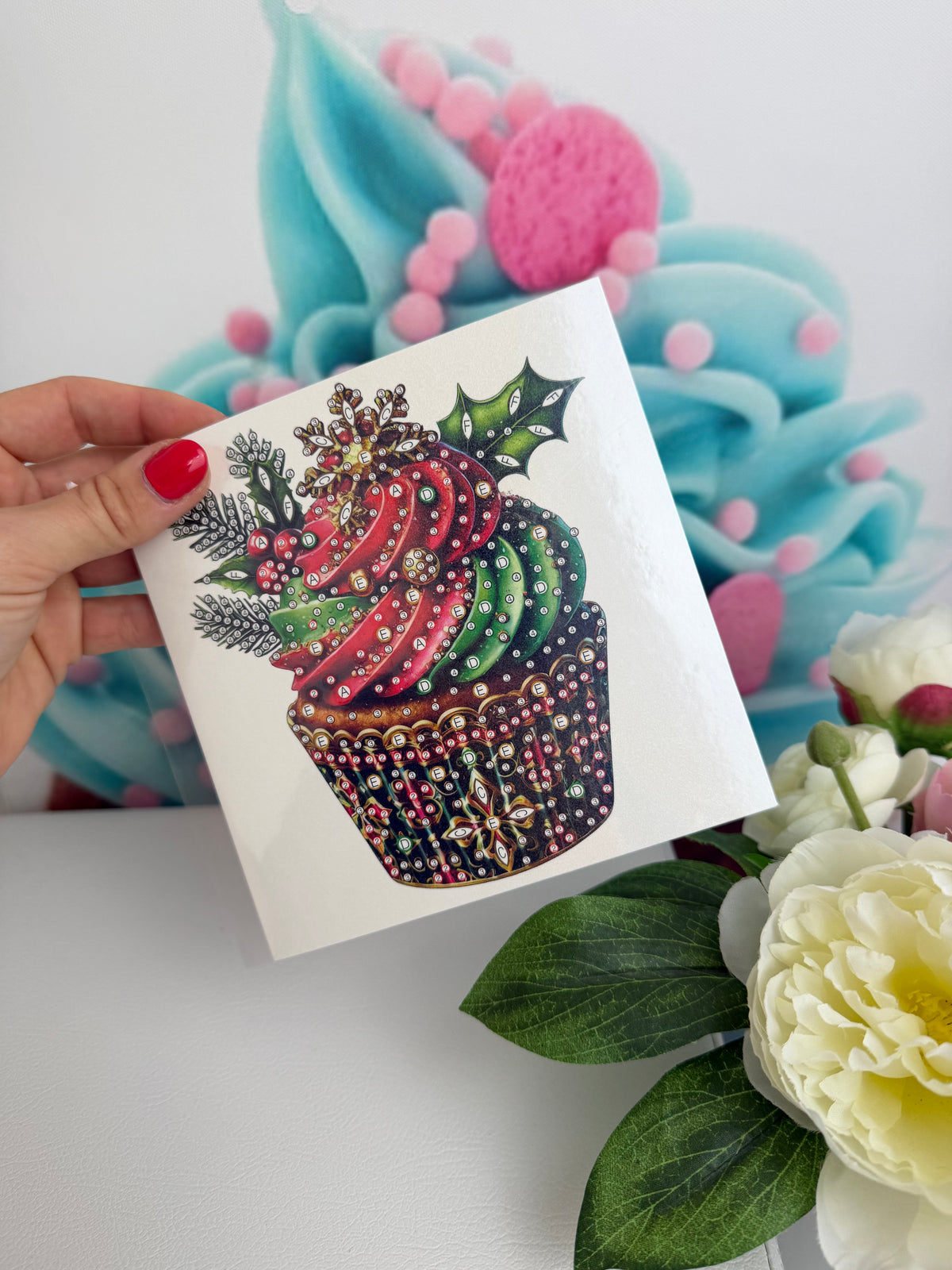 Diamond Painting XMAS Grußkarten "Xmas Cupcakes" (K056)