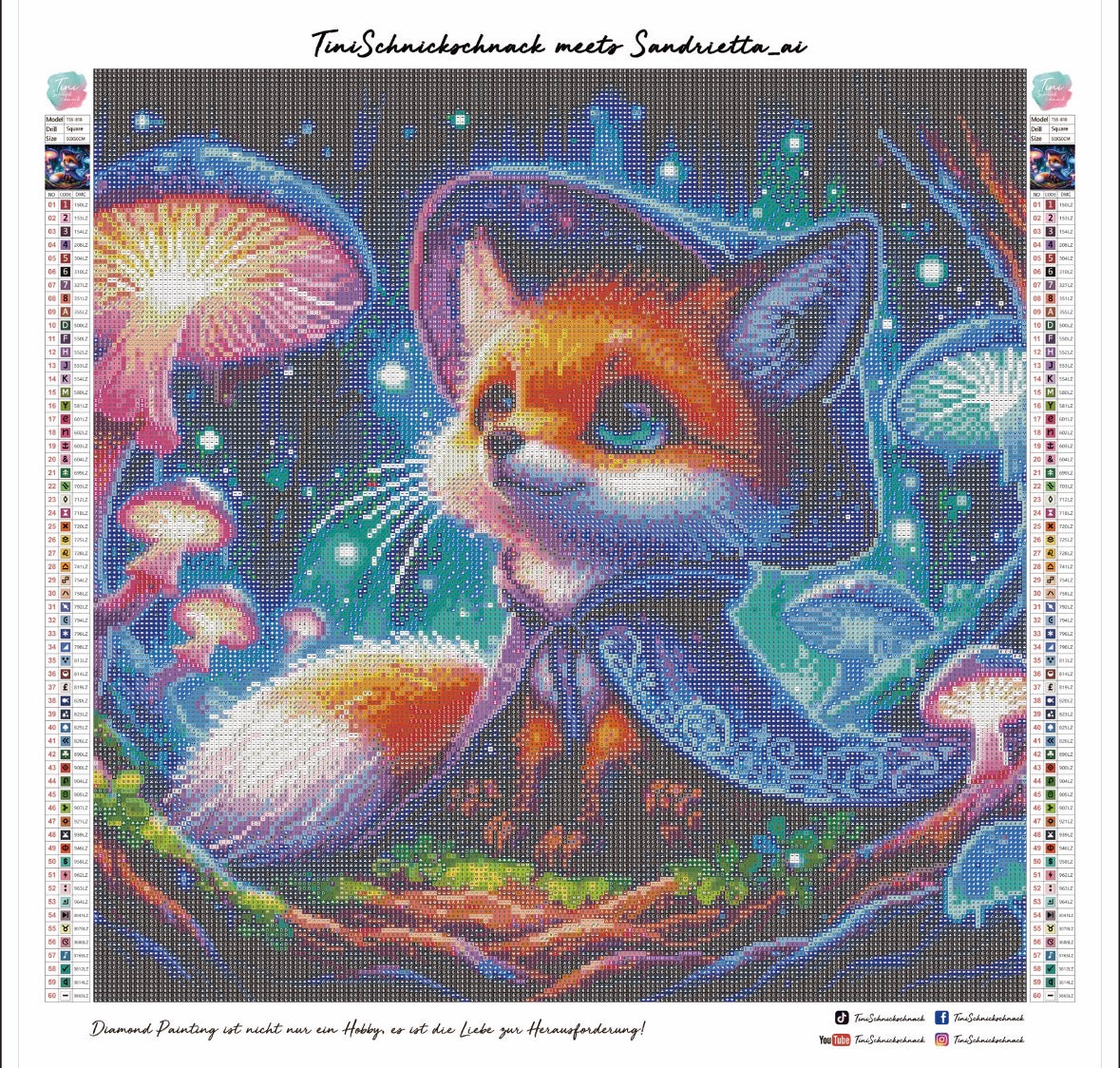 Diamond Painting Bild „Fuchs Findus" von AI-Artist Sandrietta.ai 50x50cm (Full Strass) TSS-818