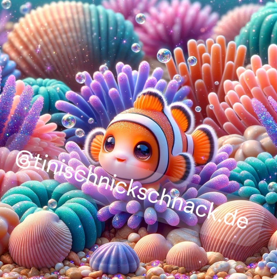 VORVERKAUF!* Diamond Painting Bild Clownfisch "Cody" von AI-Artist Sandrietta.ai 50x50cm (inkl. Fairy Dust) TSS-509