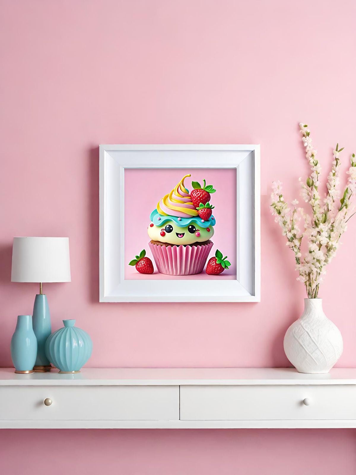 Diamond Painting TiniSchnickschnack Bild "Erdbeer-Muffin" 25x25cm (inkl. Fairy Dust) TSS-386