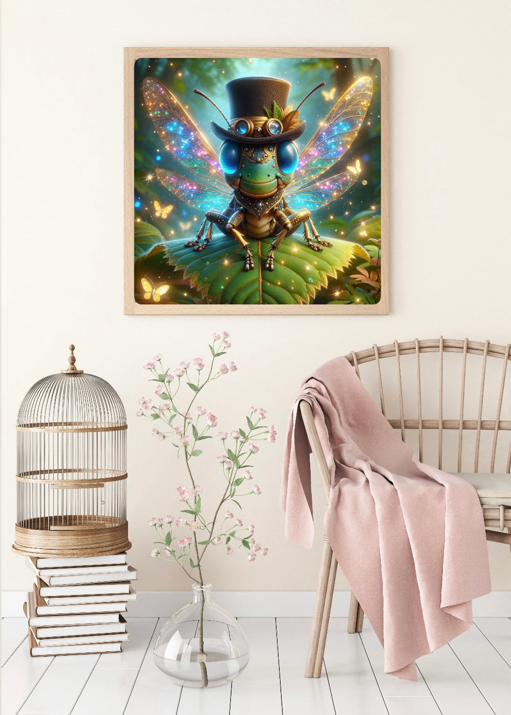 Diamond Painting Bild Grashüpfer "Lord von Hüpf" von AI-Artist Lexxy.ai 50x50cm (inkl. Feenstaub) TSS-611