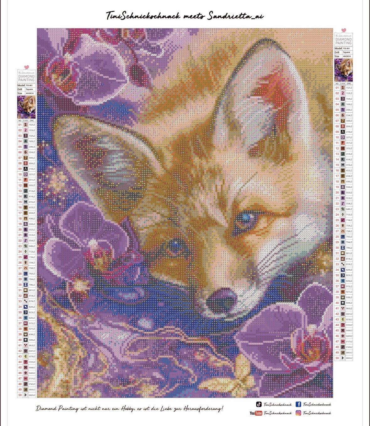 Diamond Painting Bild "Fox Dream" von AI-Artist Sandrietta_ai (Full Strass) 40x50cm TSS-861