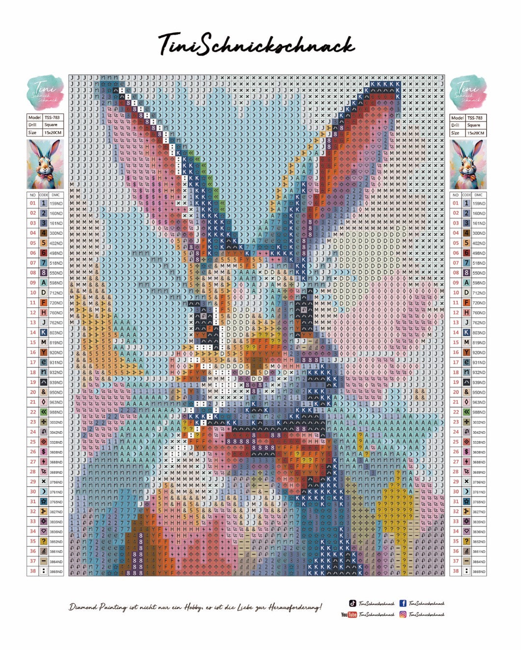 Diamond Painting TiniSchnickschnack Mini Bild "Häschen" 15x20cm (Full Feenstaub) TSS-783