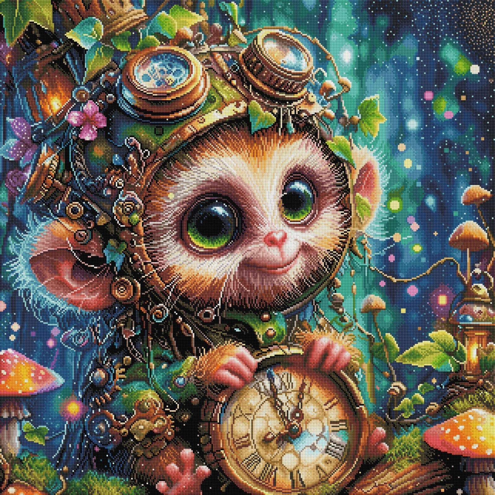 Diamond Painting Bild "Steampunk Äffchen" von AI-Artist Sandrietta_ai (Sondersteine-Special) 80x80cm TSS-688