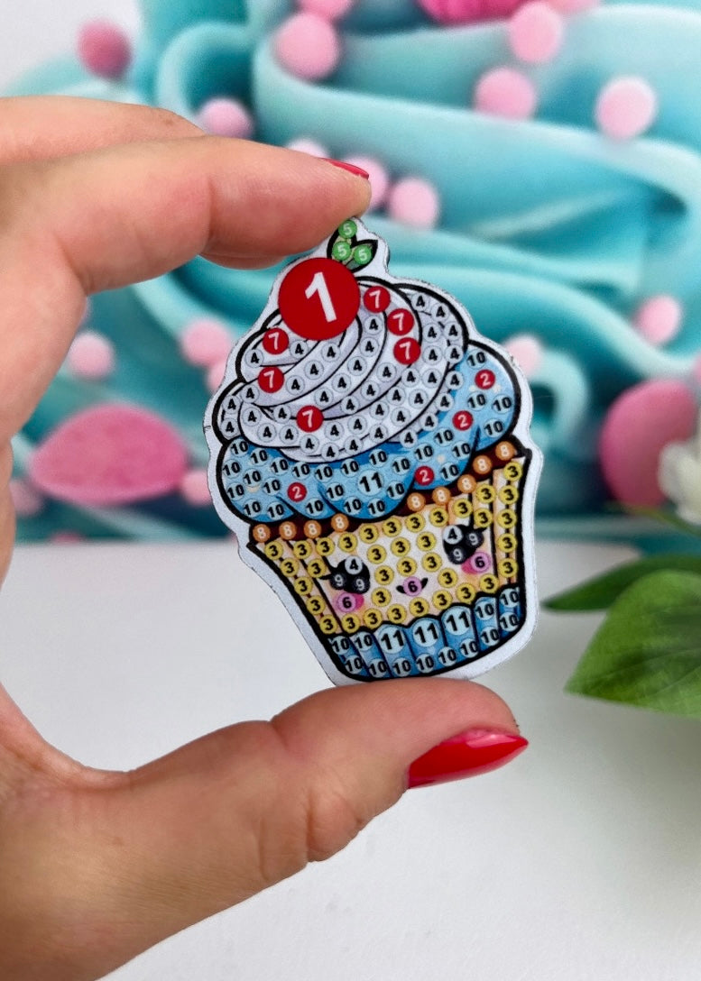 Diamond Painting Magnete "Cupcakes" 6Stk