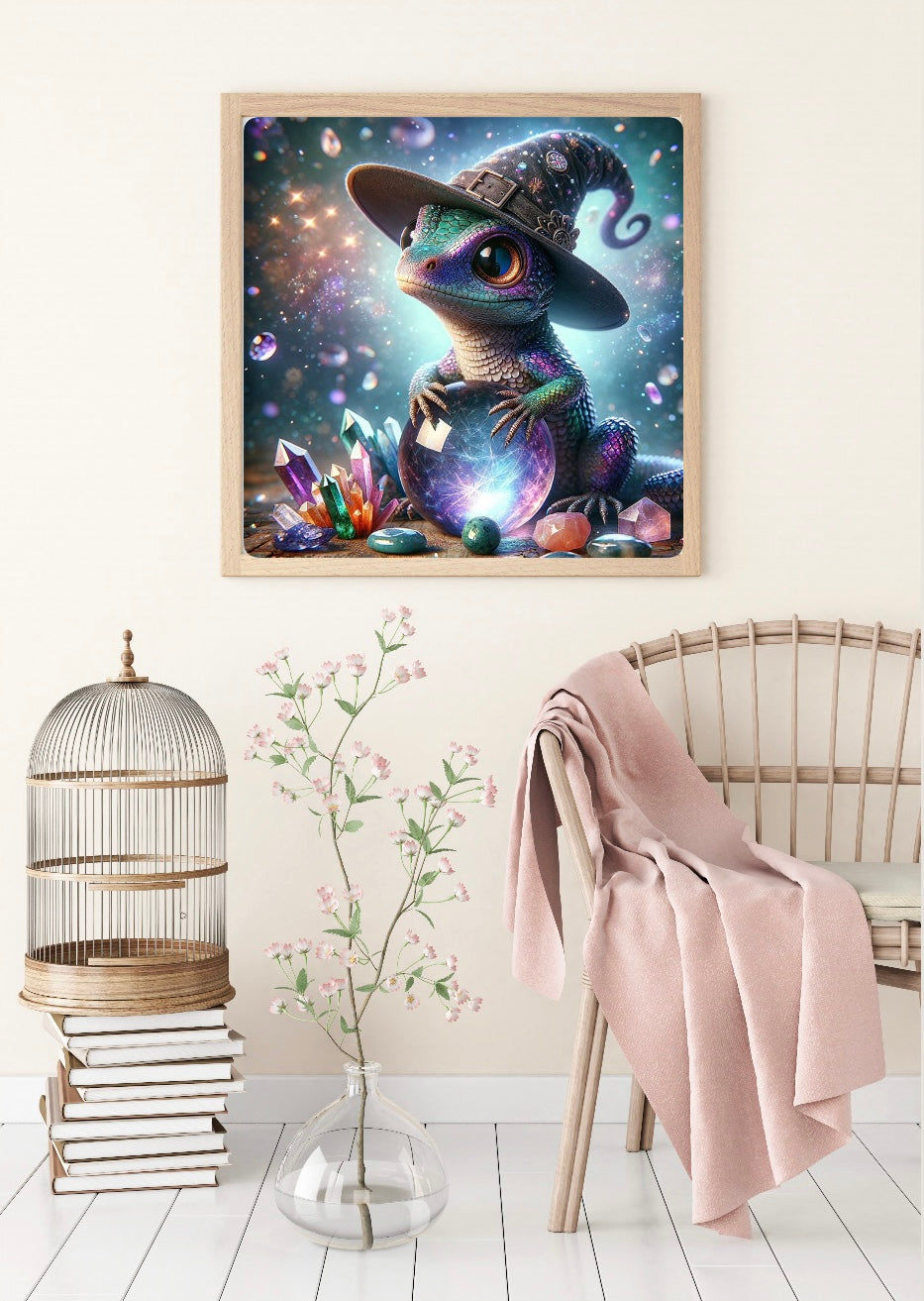 Diamond Painting Bild Eidechse „Slinky" von AI-Artist Sandrietta.ai 50x50cm (inkl. Fairy Dust) TSS-550