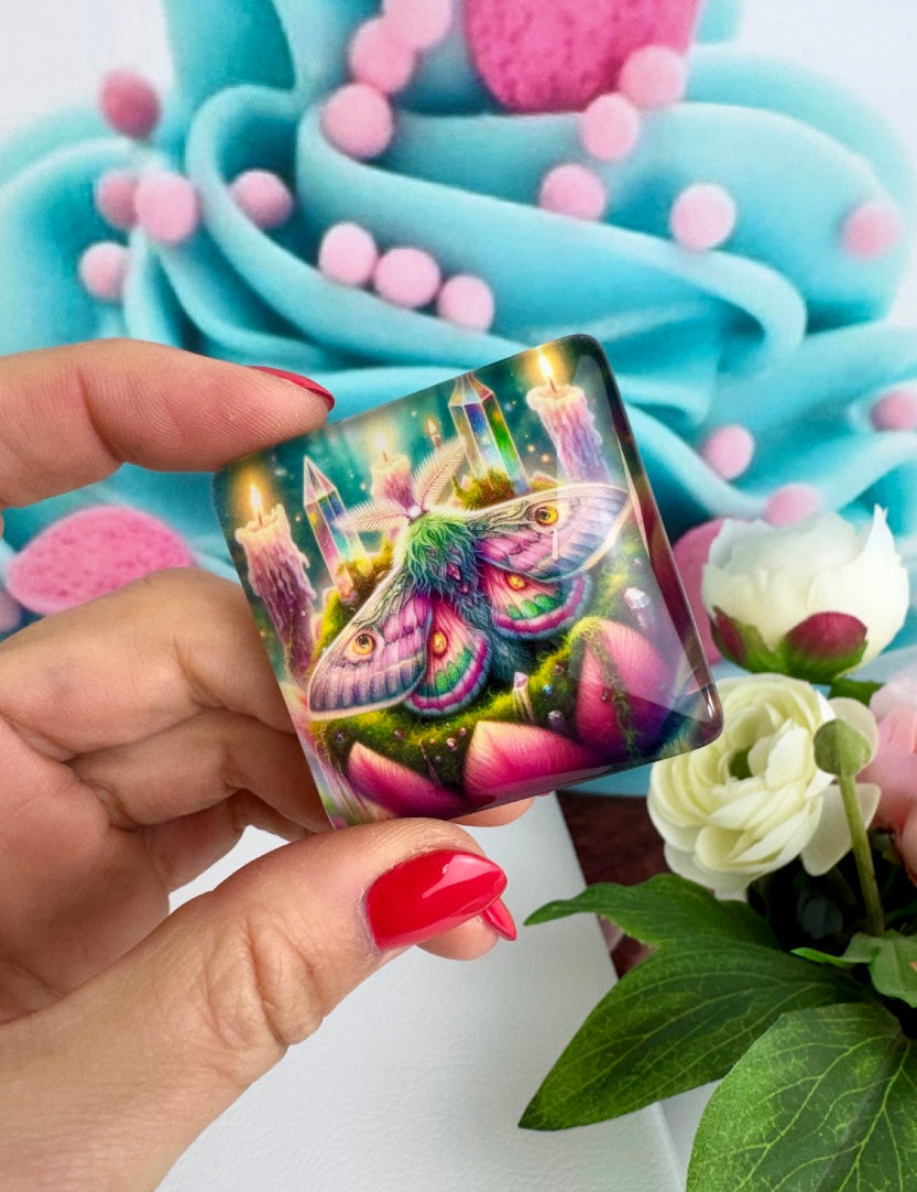 Diamond Painting Cover Minder „Motte im Kerzenschein" (CM)