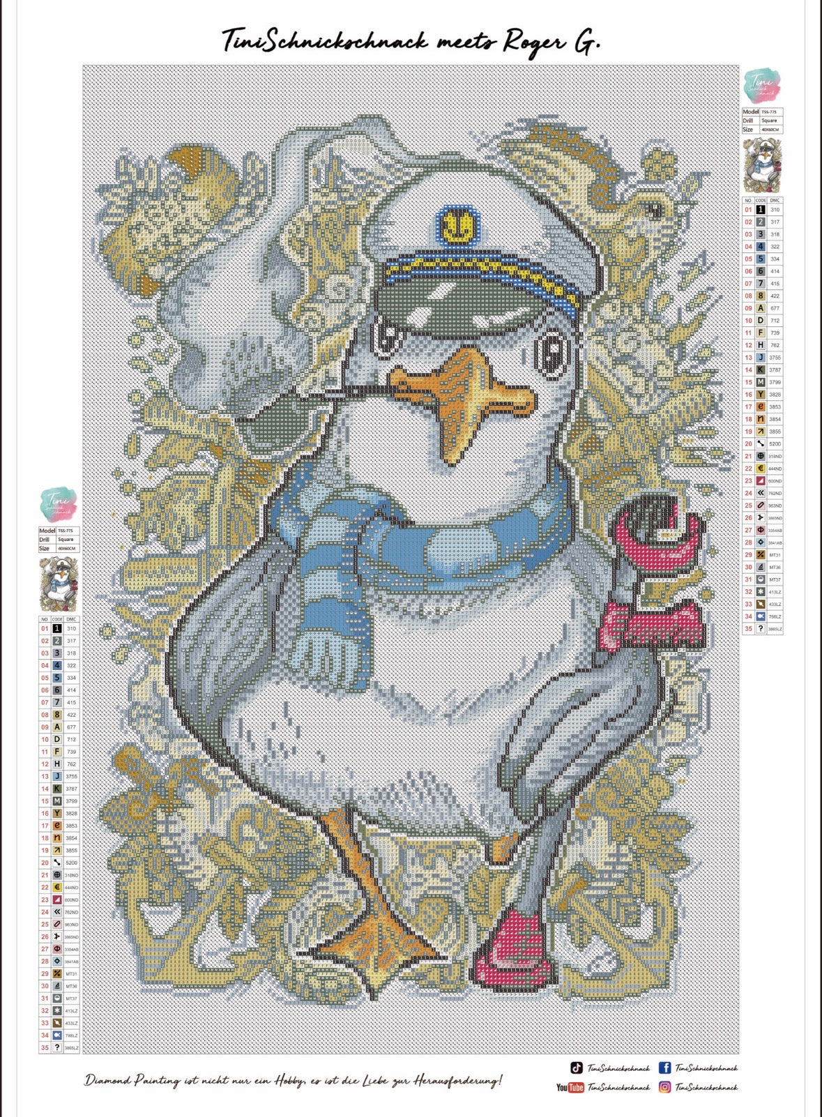 Diamond Painting Bild "Möwe inklusive" von Artist ROGER G. 40x60cm (inkl. Feenstaub) TSS-775