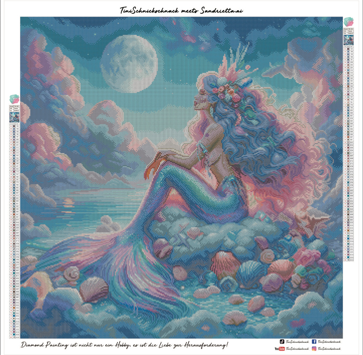 Diamond Painting Bild "Königin des Meeres" von AI-Artist Sandrietta_ai (inkl. Feenstaub) 80x80cm TSS-599